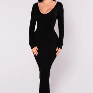 Ankle length knit bodycon stretchy dress